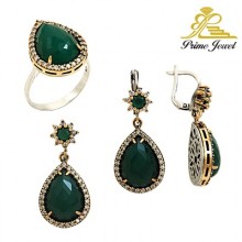 Gümüş Otantik Taşlı Set